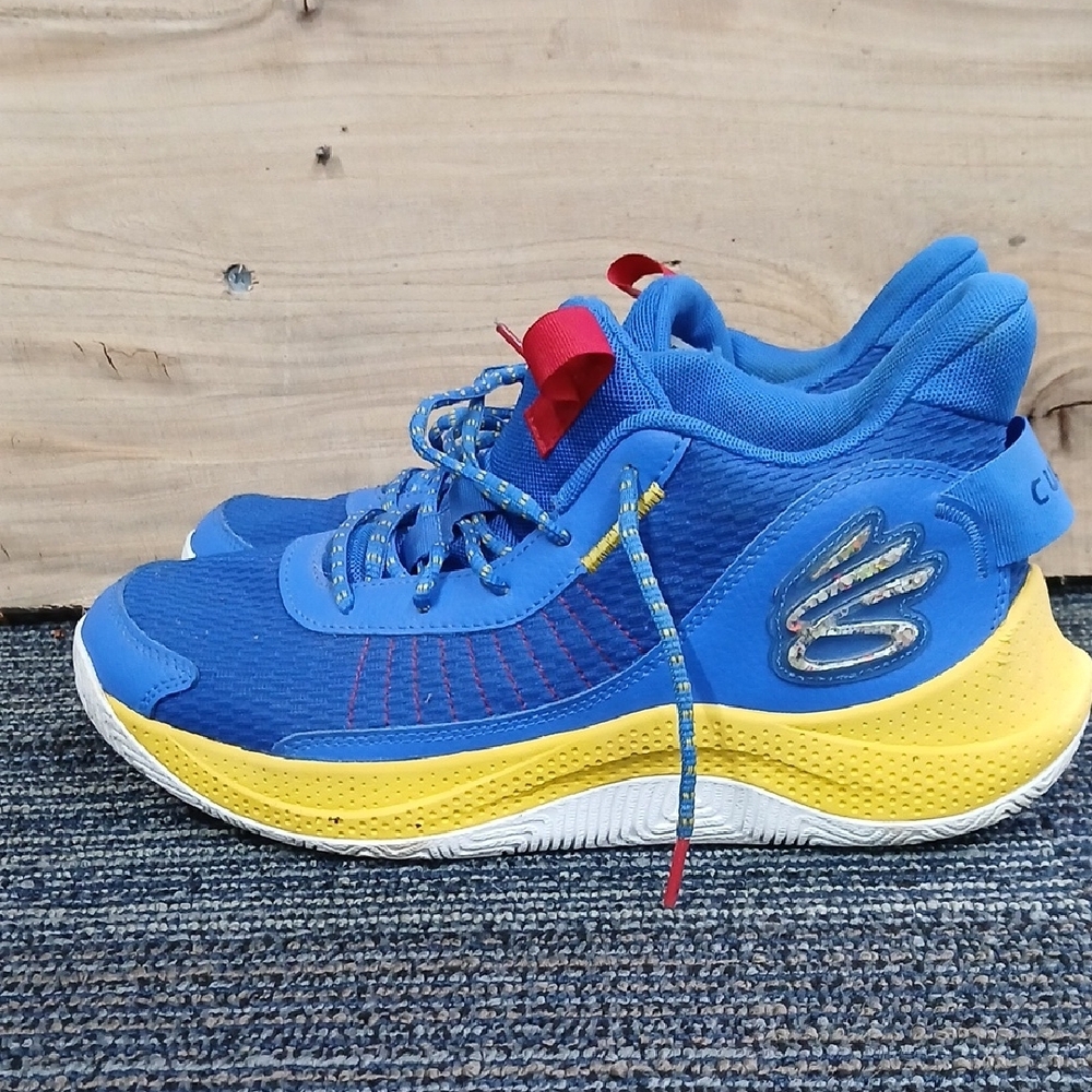 Size 12 Mens Under Armour Curry 3Z7 Basketball Shoes Warriors Blue Yellow - Picture 4 of 10